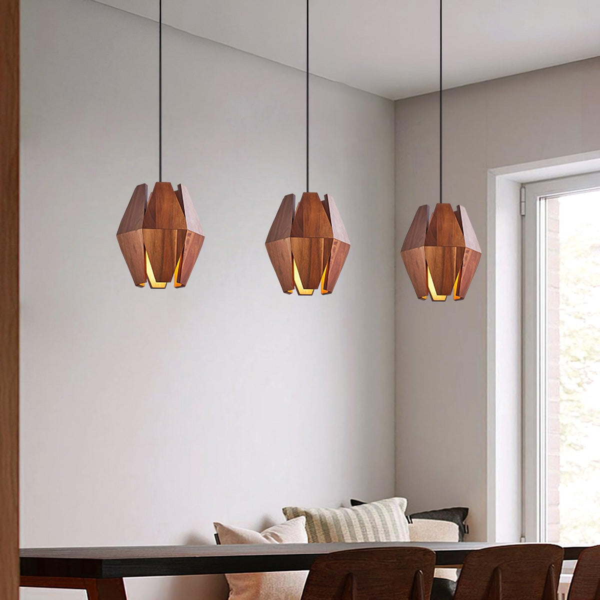Miro lampă suspendată Abajur Geometric din lemn Lumina Caldă Accent minimalist Nordic