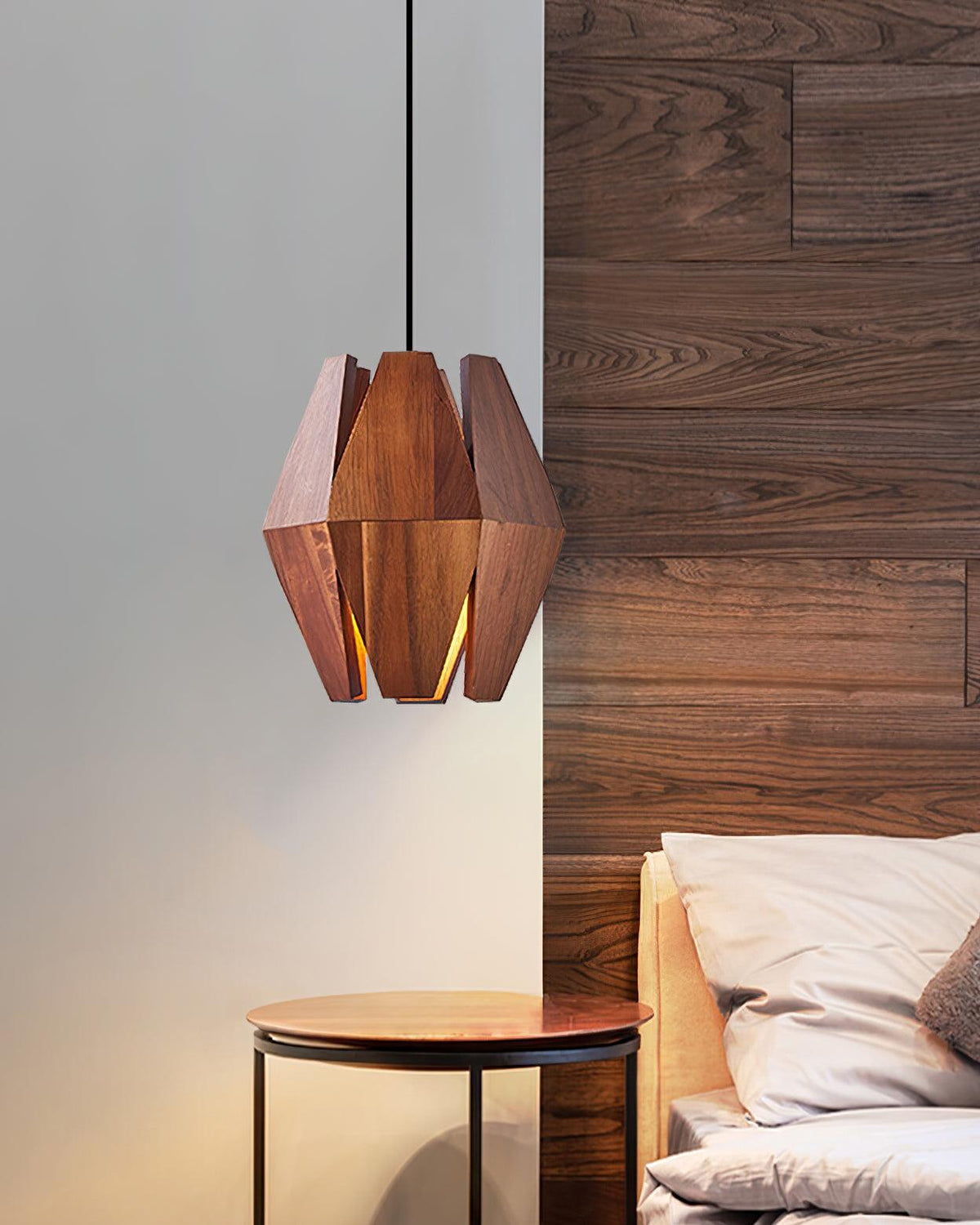 Miro lampă suspendată Abajur Geometric din lemn Lumina Caldă Accent minimalist Nordic