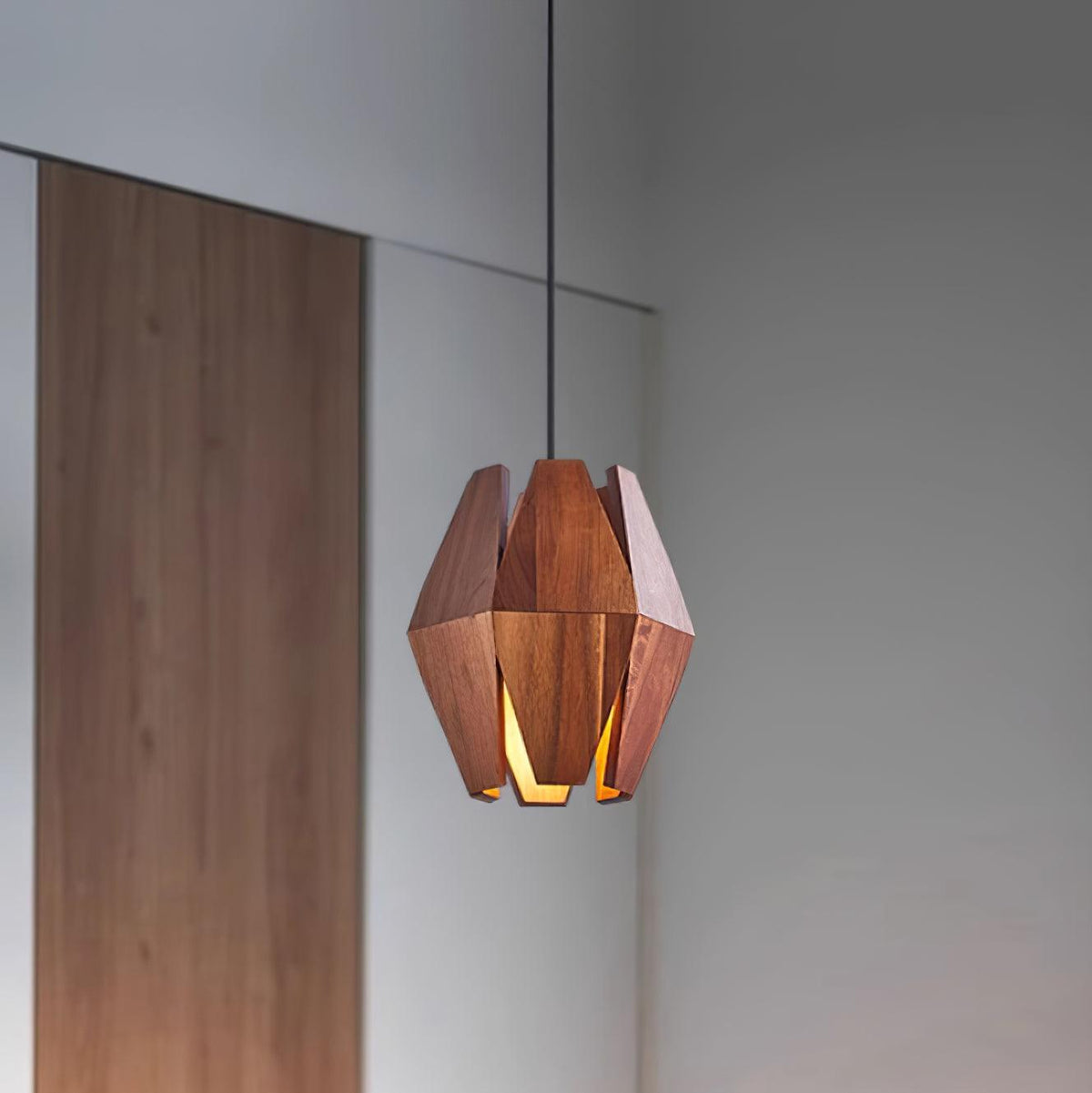 Miro lampă suspendată Abajur Geometric din lemn Lumina Caldă Accent minimalist Nordic