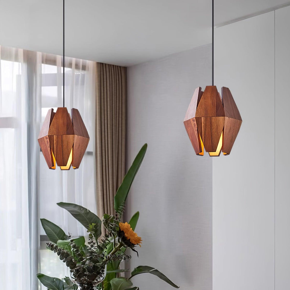 Miro lampă suspendată Abajur Geometric din lemn Lumina Caldă Accent minimalist Nordic