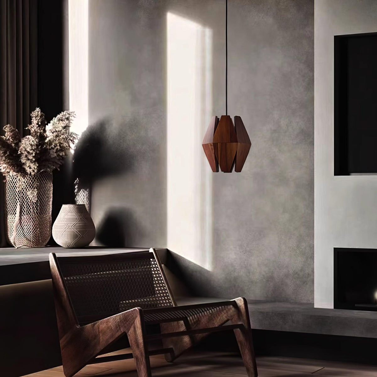 Miro lampă suspendată Abajur Geometric din lemn Lumina Caldă Accent minimalist Nordic