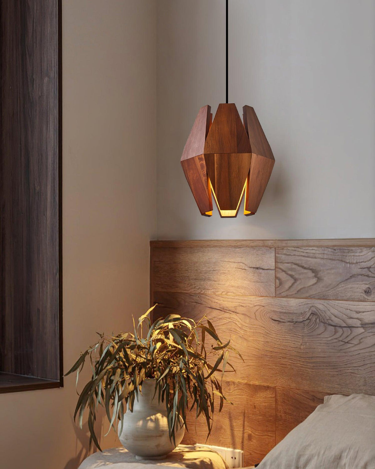 Miro lampă suspendată Abajur Geometric din lemn Lumina Caldă Accent minimalist Nordic