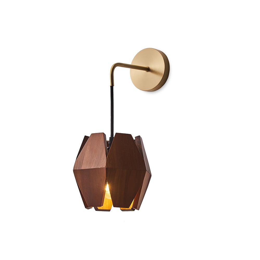 Aplică de perete Geometrică din lemn cu abajur, lumină caldă, design minimalist nordic