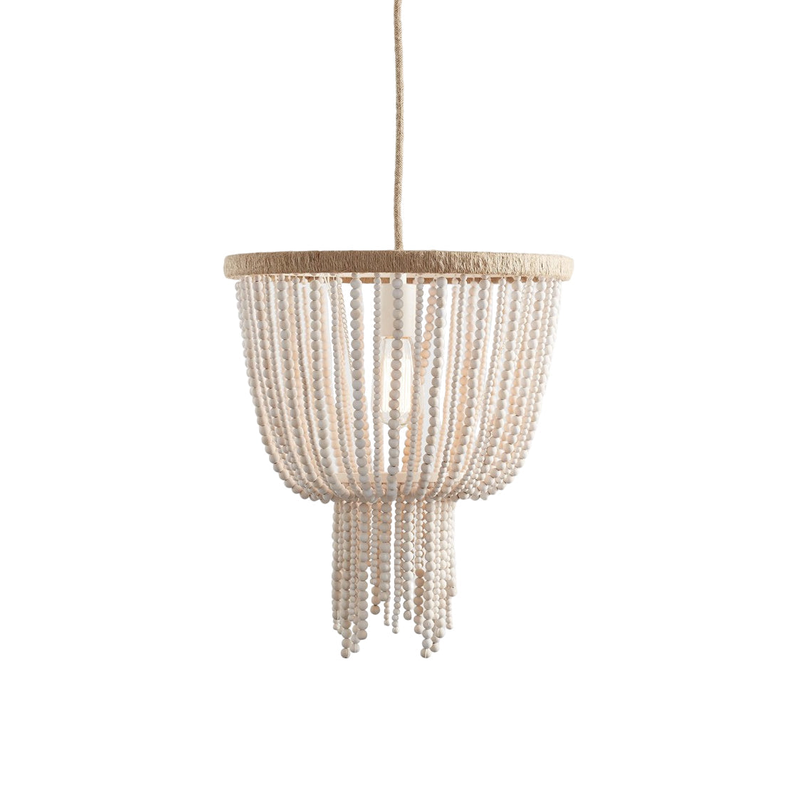 Himinuvyi candelabru modern cu Perle din Frânghie de lemn