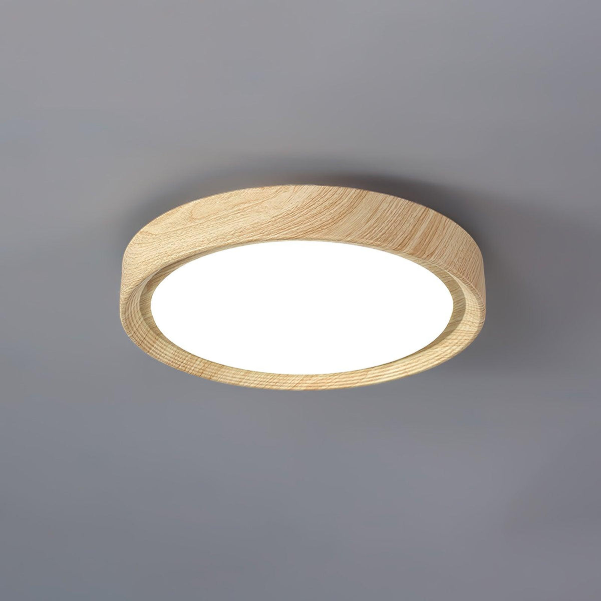 Grena plafonieră Aplicată Rotundă cu Model de lemn
