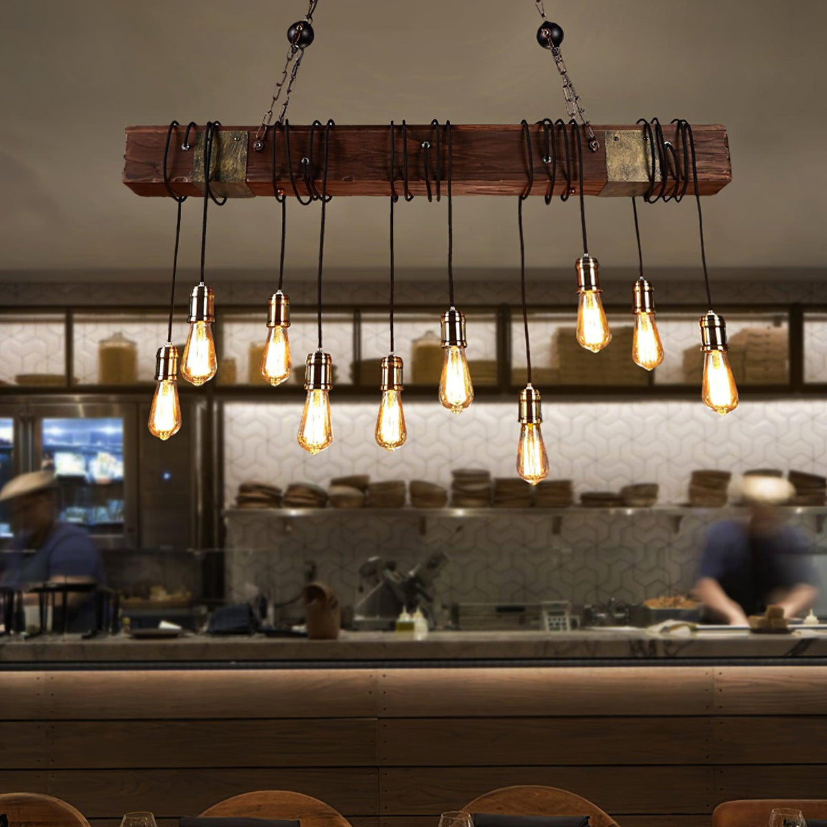 Wexb candelabru Grindă din lemn Becuri Edison Stil Rustican Fermier