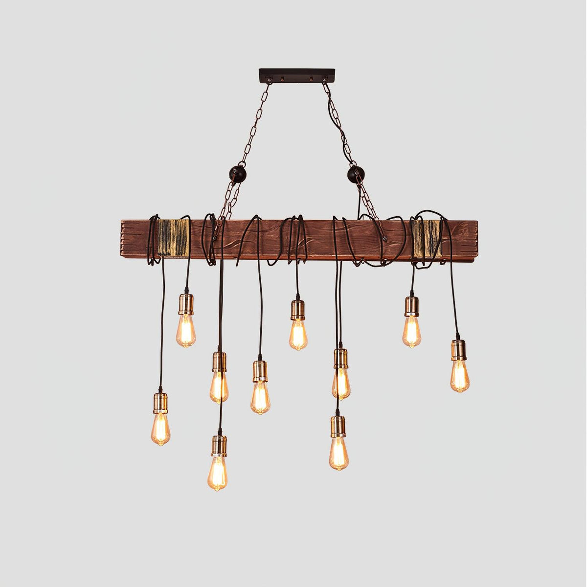 Wexb candelabru Grindă din lemn Becuri Edison Stil Rustican Fermier