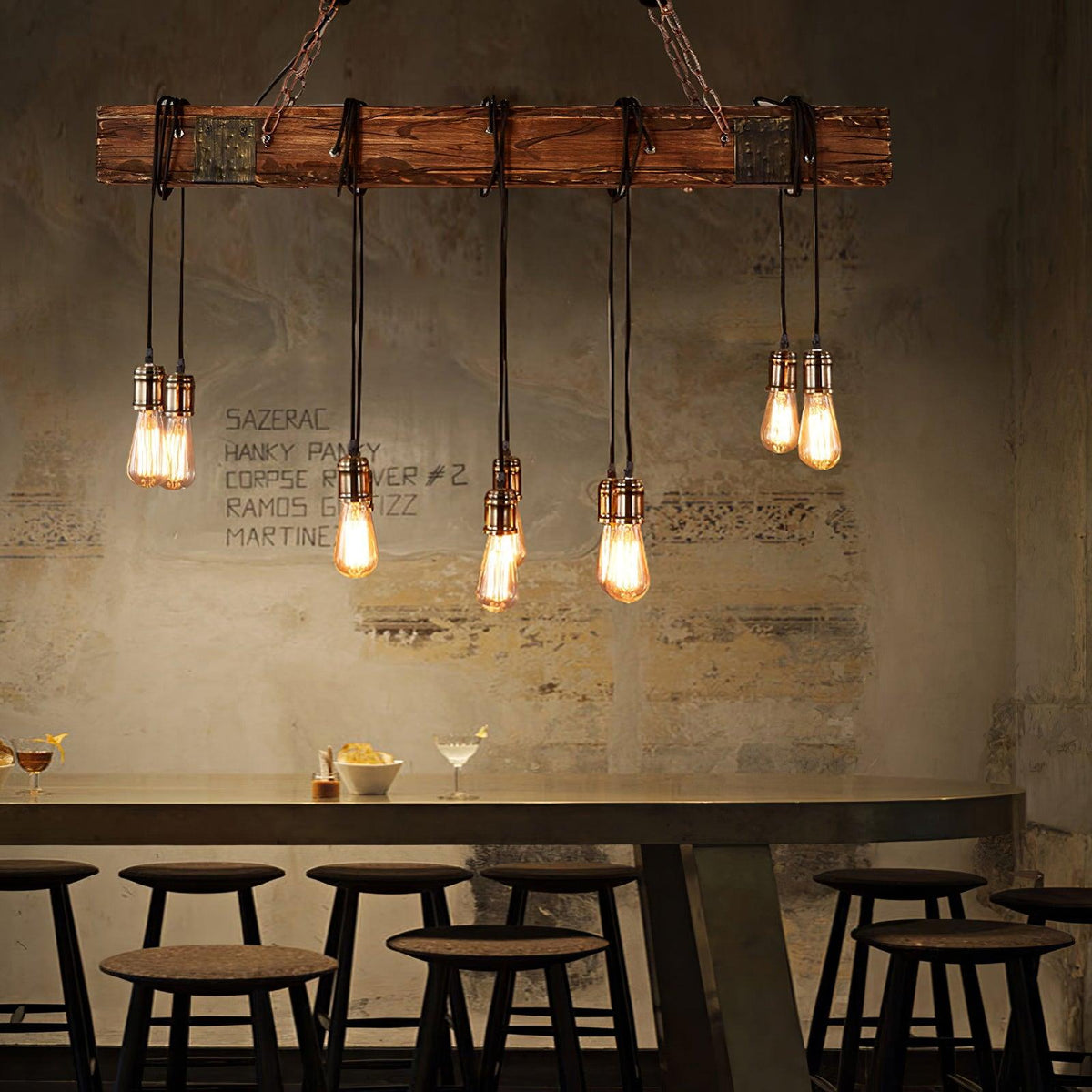 Wexb candelabru Grindă din lemn Becuri Edison Stil Rustican Fermier