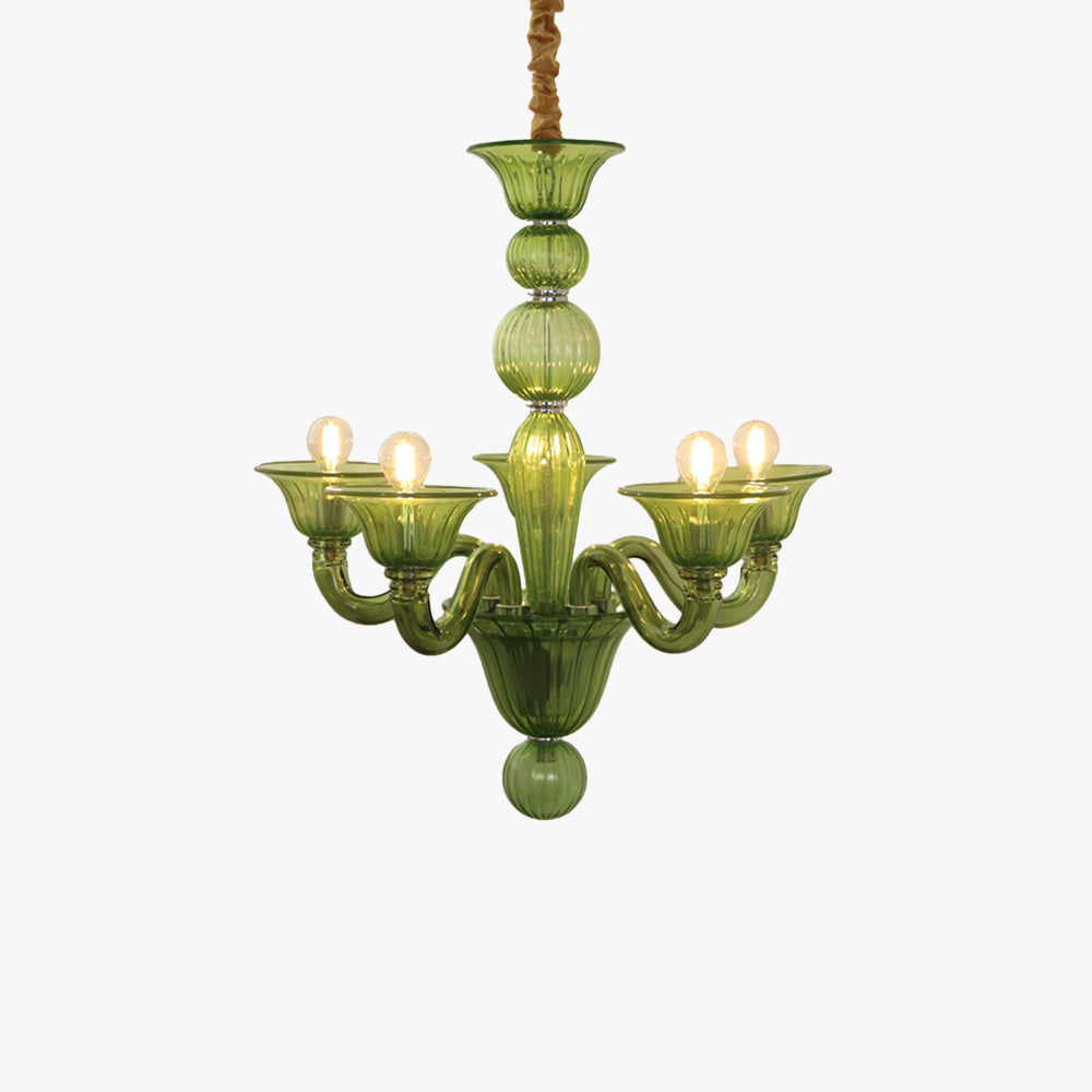 Silva candelabru galben și verde și transparent din sticlă, retro