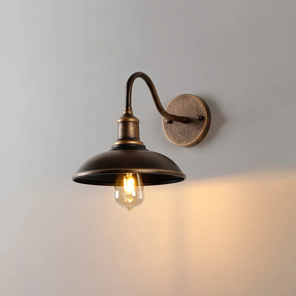 Ray aplică de perete lampă de perete rustică în formă de bol din metal, alamă antichizată