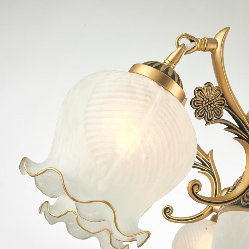 Arisha aplică de perete lampă de perete modernă în formă de floare, Vintage metal & sticlă, alb/bronz