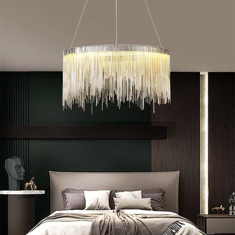 Arisha Tassel Chain Art Deco lampă suspendată Argintiu/Aur living/Hall