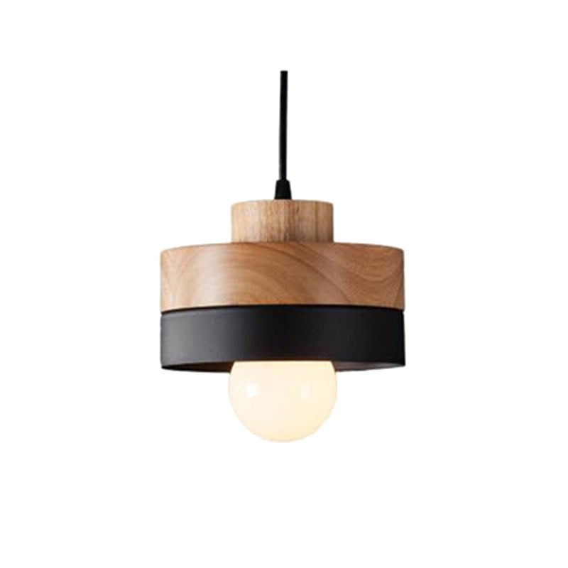 Aria lampă suspendată neagră și albă din lemn, minimalistă, geometrică