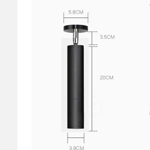Aria modern Long Tube Spotlight, metal, negru/alb