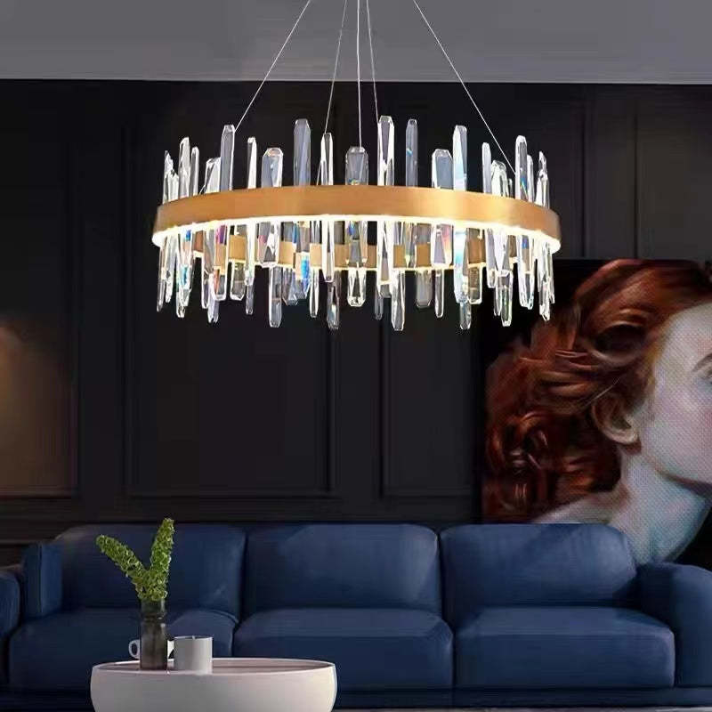 Kristy candelabru negru și auriu din cristal, modern, în formă de inel