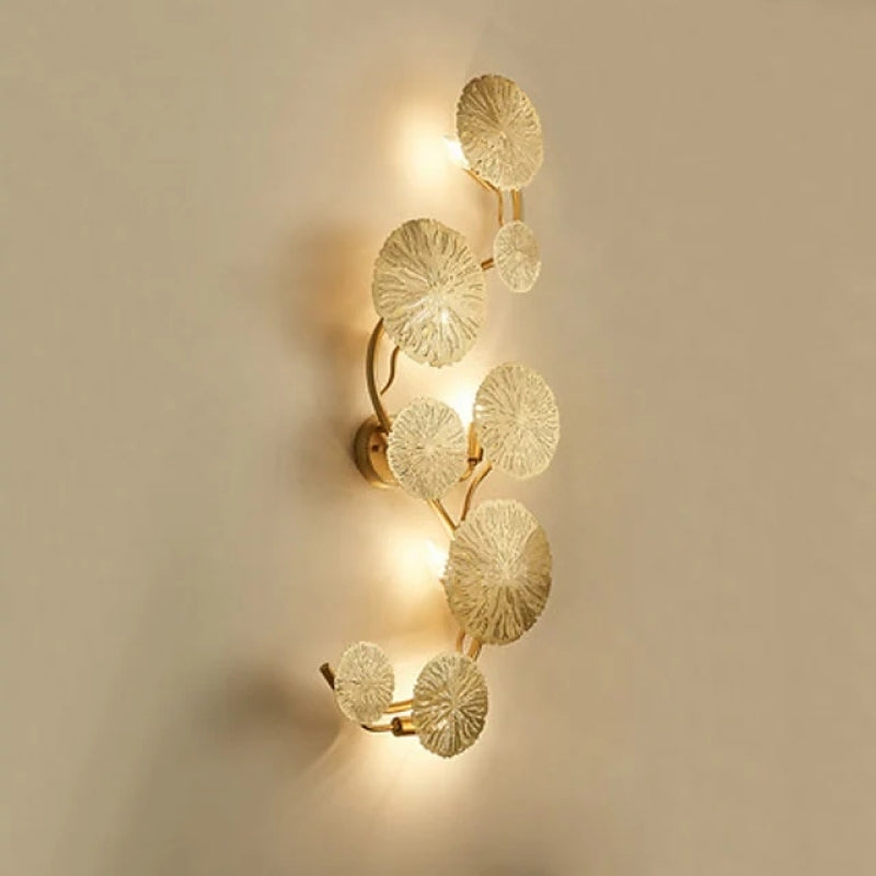 Arisha modern metal Round Lotus Leaf aplică de perete, auriu