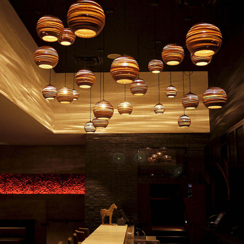 Muto Pastoral Silkworm Rustic hârtie lampă suspendată