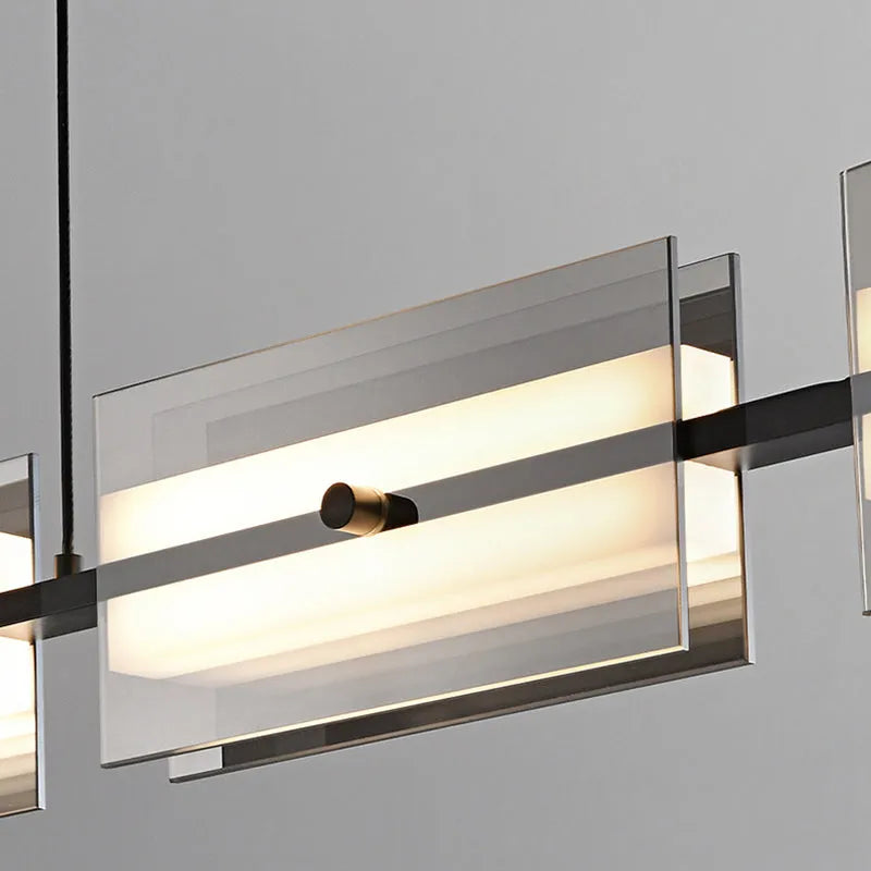 Arisha modern Nordic Linear metal/sticlă lampă suspendată, Alama neagră