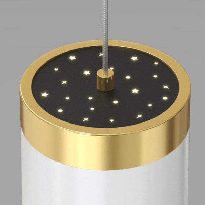 Arisha lampă suspendată modernă Metalică cu Stele, negru/alb/auriu