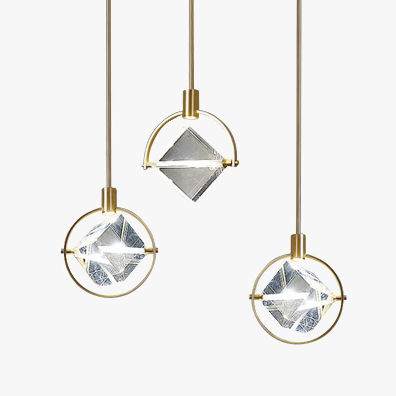 Kristy modern de lux Geometry metal/cristal lampă suspendată, auriu