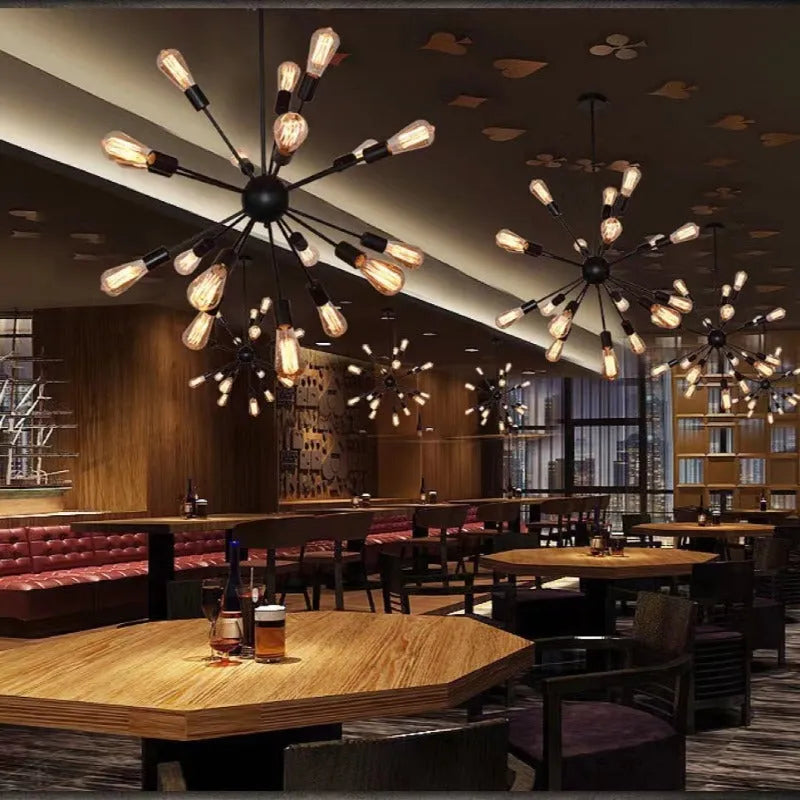 Austin candelabru  industrial negru pentru Sufragerie, pentru restaurant