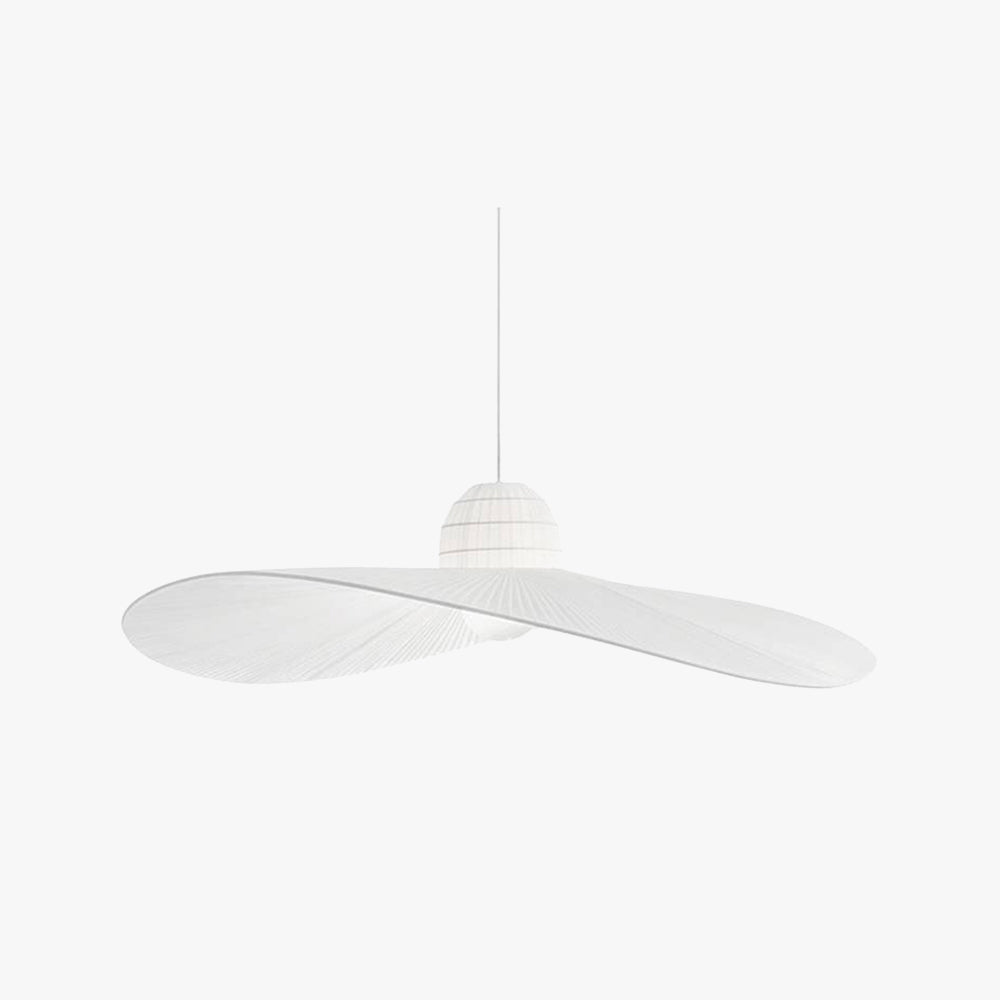Ritta lampă suspendată modernă țesută cu formă de pălărie larg-bordată din metal/textil, negru/alb