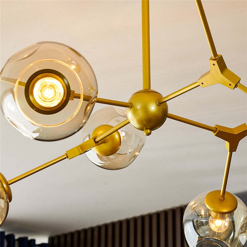 Valentina modern Bubble lampă suspendată Metalică, negru/Aur