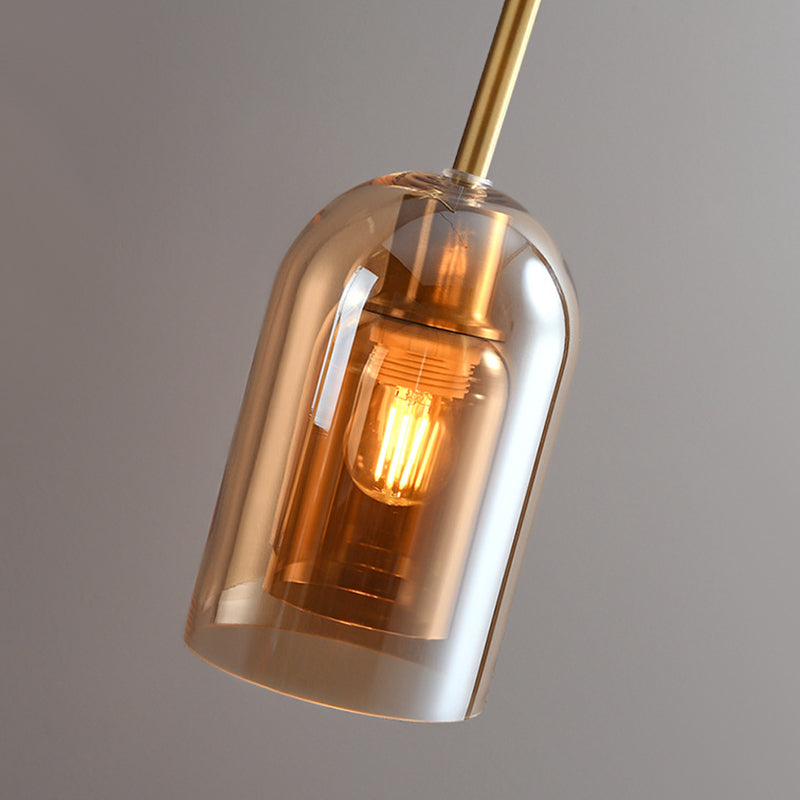 Valentina plafonieră cilindrică modernă cu sticlă transparentă, cognac/gri