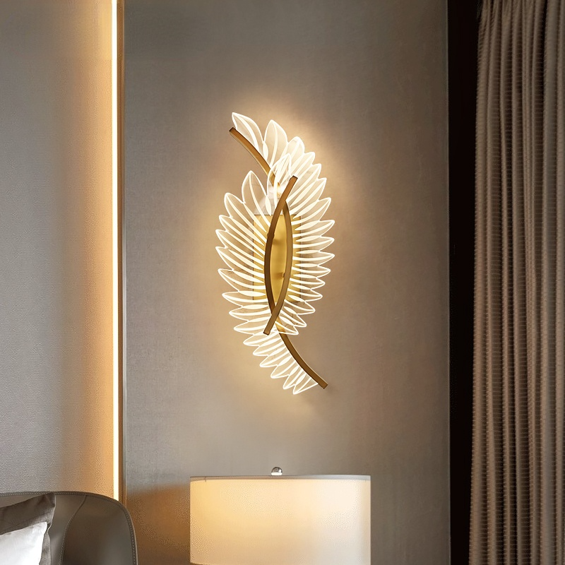Kristy modern auriu Feather aplică de perete, 3 Stil