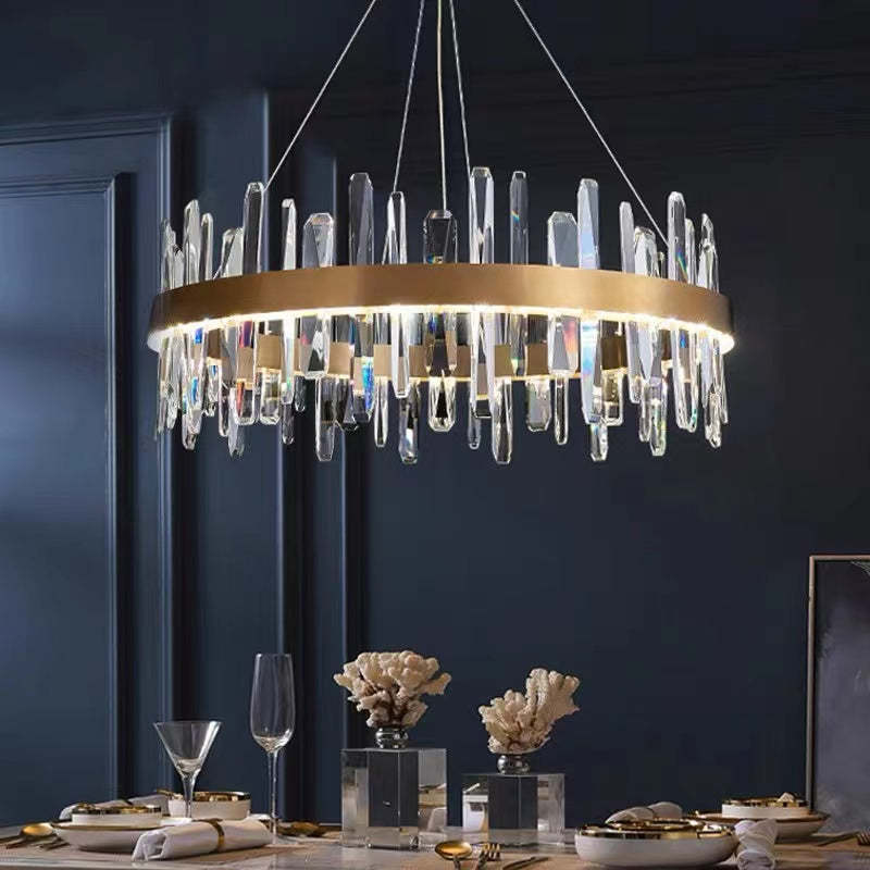 Kristy candelabru negru și auriu din cristal, modern, în formă de inel
