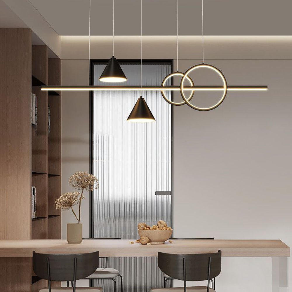 Arisha lampă suspendată contemporană cu stil geometric liniar din metal, alb/negru