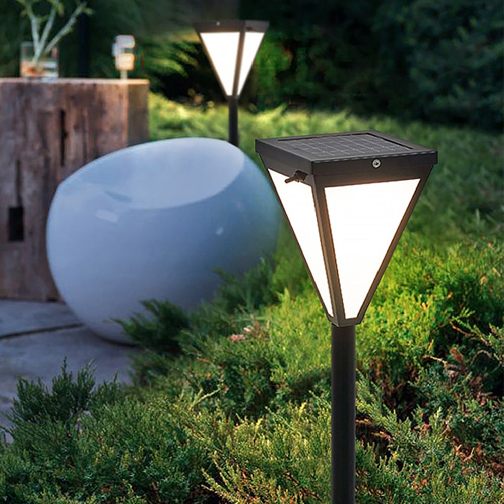 Ray lampă de drum modernă pentru exterior, solară, din metal, conică, neagră