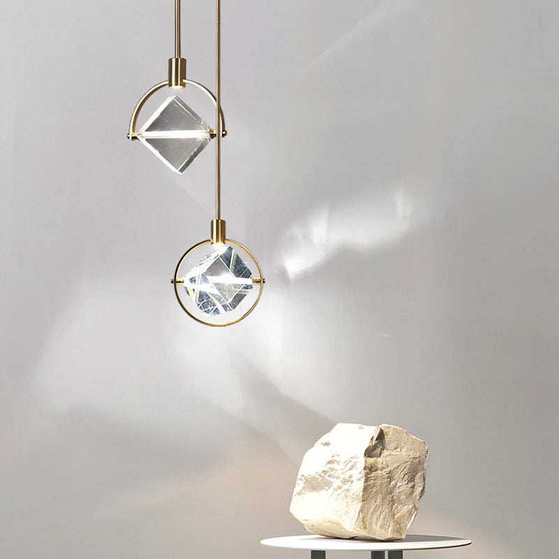 Kristy modern de lux Geometry metal/cristal lampă suspendată, auriu