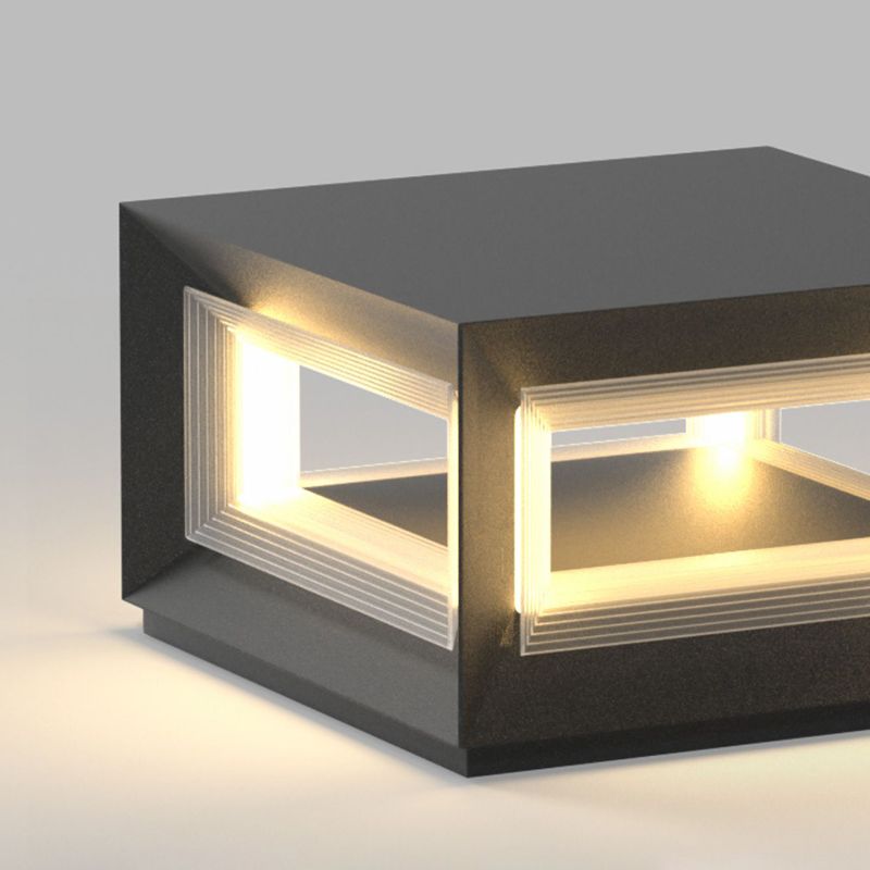 Ray lampă suspendată contemporană LED din metal pentru exterior, neagră