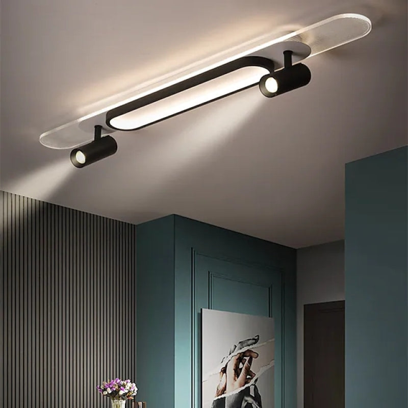 Aim lampă de tavan rectangulară LED modernă din metal, negru/alb