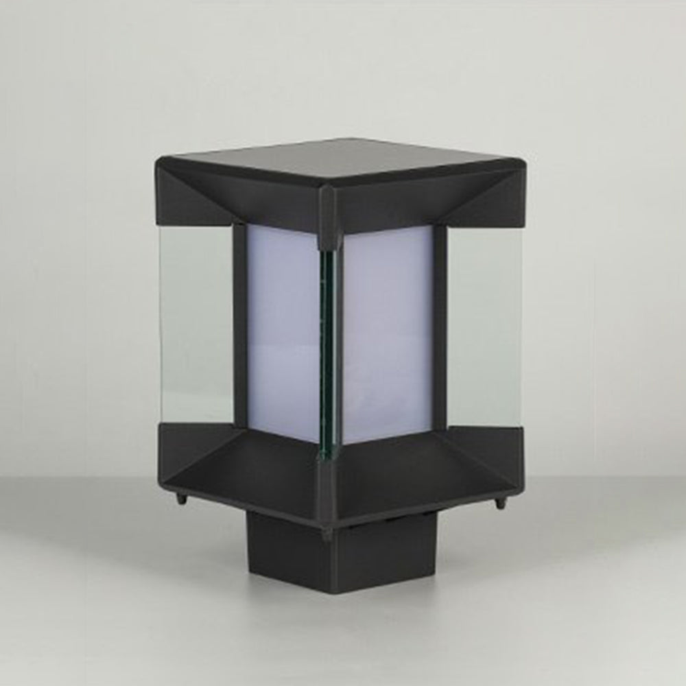 Ray modern Rectangular metal sticlă Outdoor Lamp, negru/negru-auriu