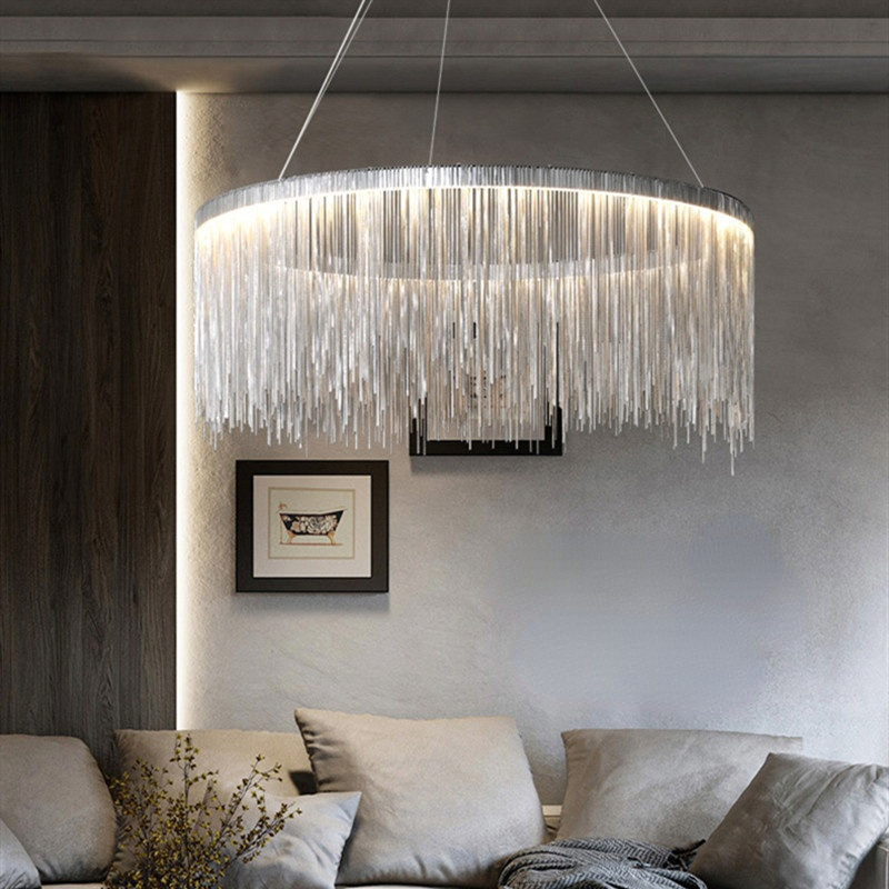 Arisha Tassel Chain Art Deco lampă suspendată Argintiu/Aur living/Hall
