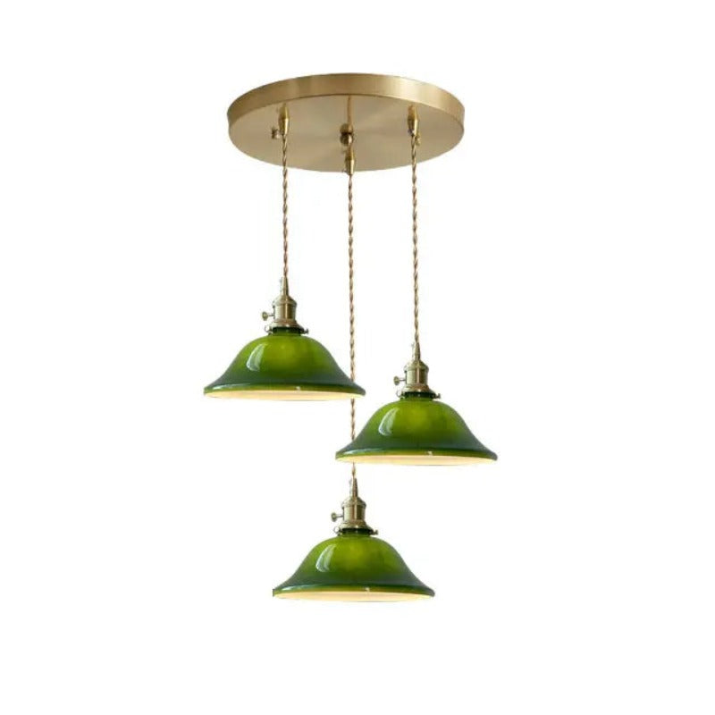 Valentina lampă suspendată verde din cupru și sticlă, rustică, vintage, LED, pentru sufragerie