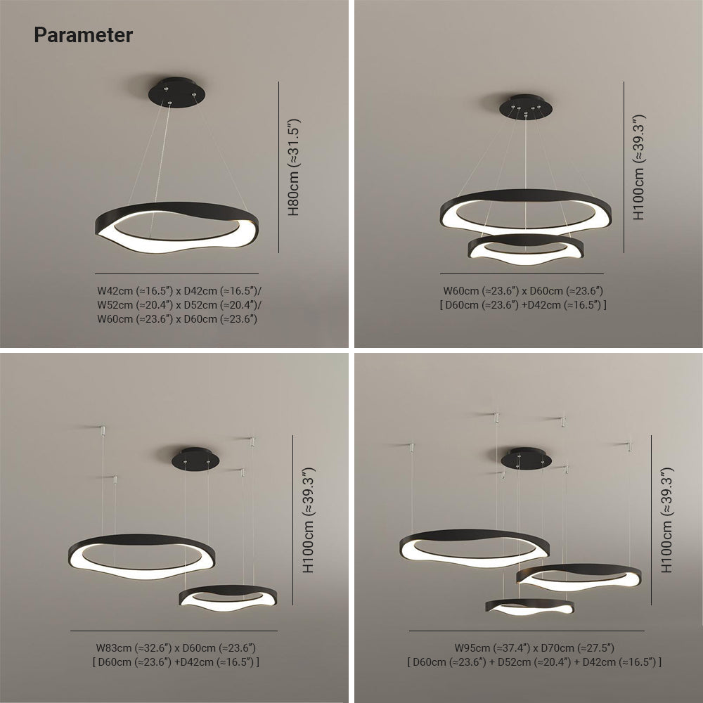 Arisha lampă suspendată Rond modern, negru/alb, Sufragerie