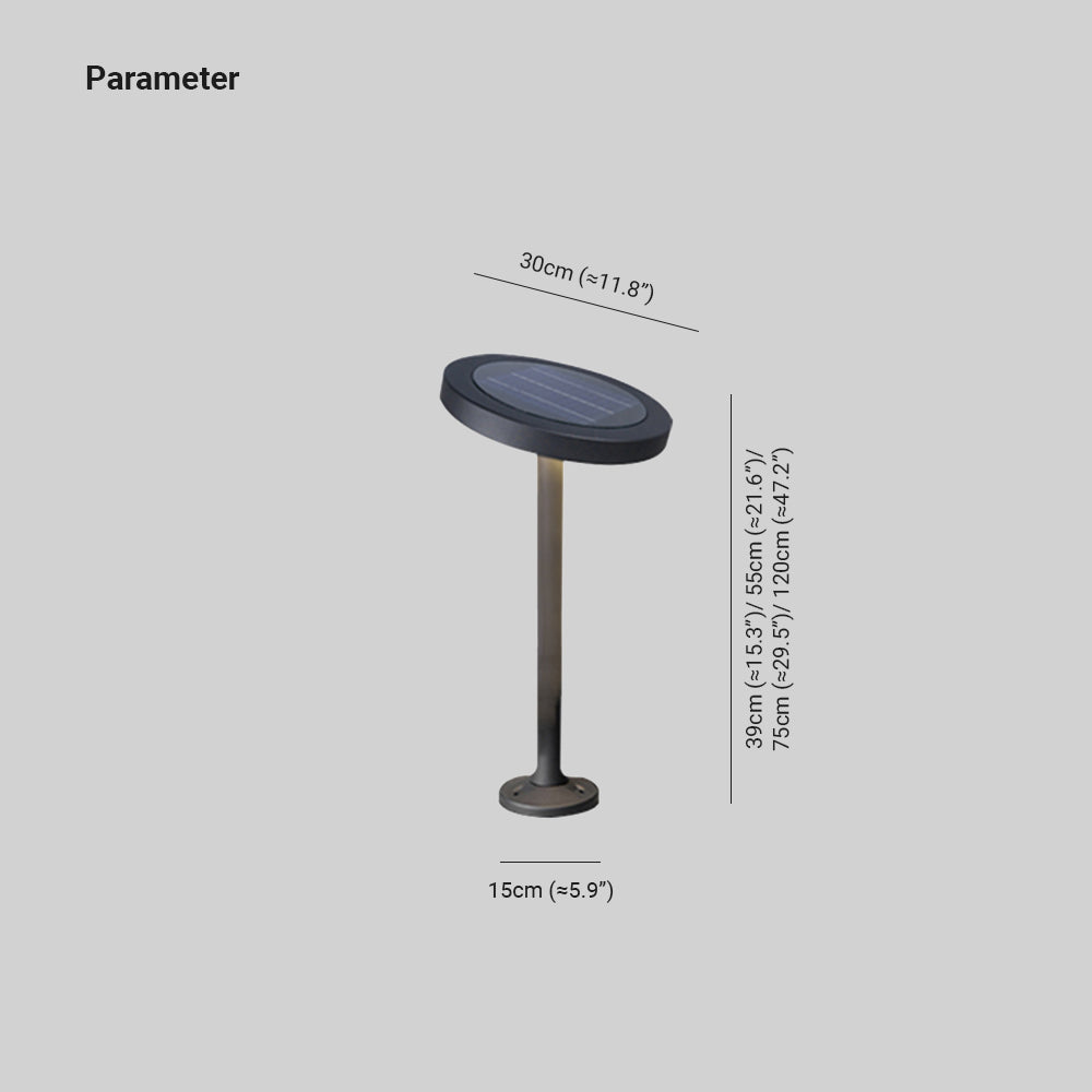 Pena modern Disc Solar Outdoor Bollard Light, negru
