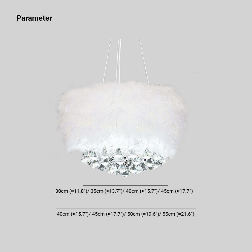 O'Moore candelabru rotund modern de lux, alb, cu pene și cristal