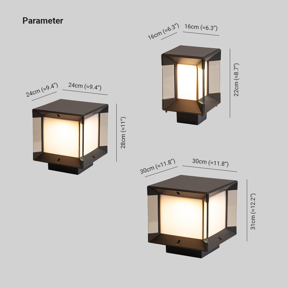 Ray modern Rectangular metal sticlă Outdoor Lamp, negru/negru-auriu