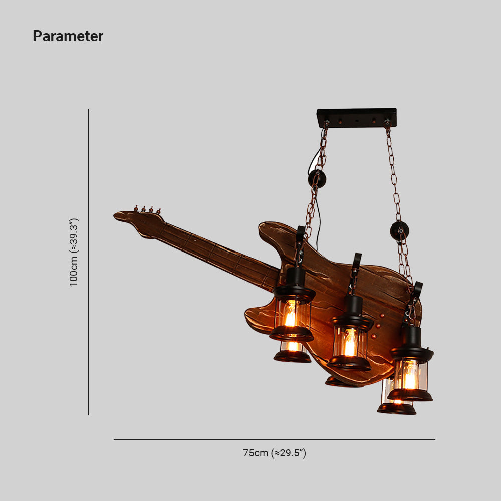 Epoch lampă suspendată Farmhouse Guitar, metal/lemn, lemn de nuc