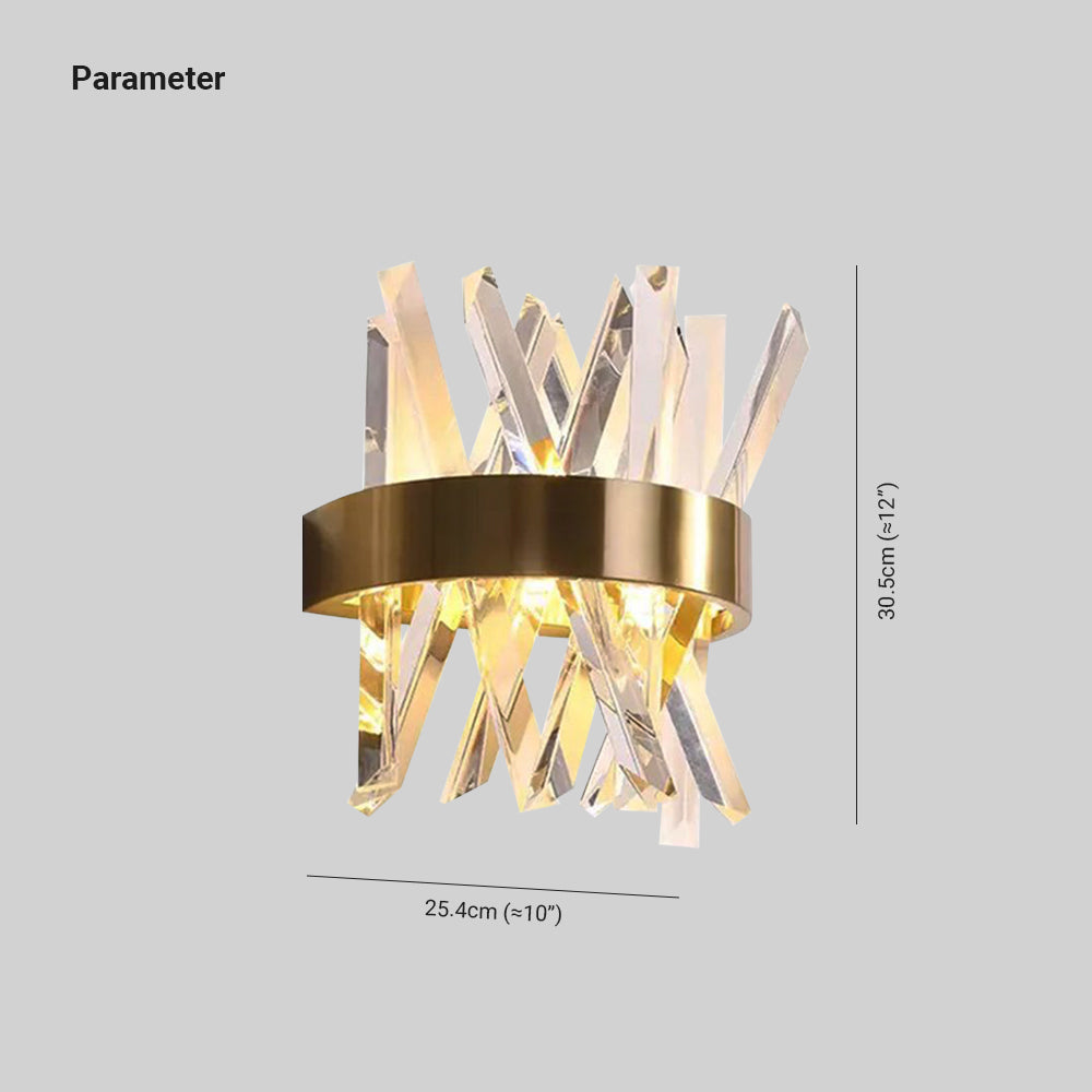 Kristy aplică de perete decorativă geometrică din cristal și metal, auriu