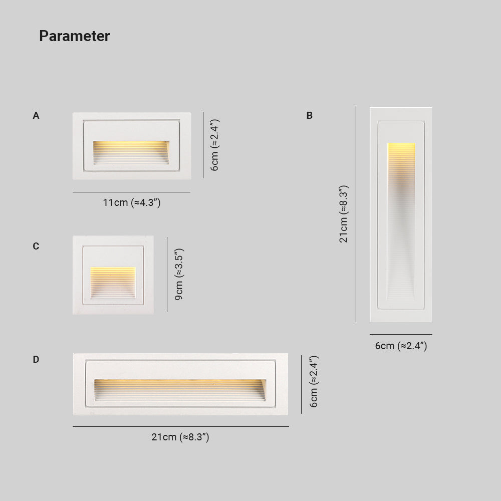 Ray lampă de perete pătrată modernă pentru scări exterioare, trepte, negru
