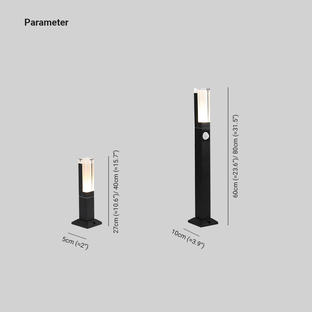 Ray lampă de drum pentru exterior modernă din metal dreptunghiulară cu senzor, neagră