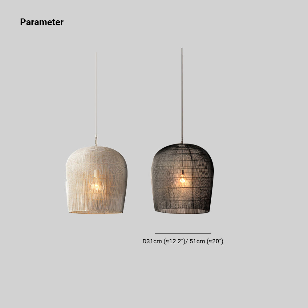 Ritta Wabi Sabi lampă suspendată cu ratan/metal, negru/alb