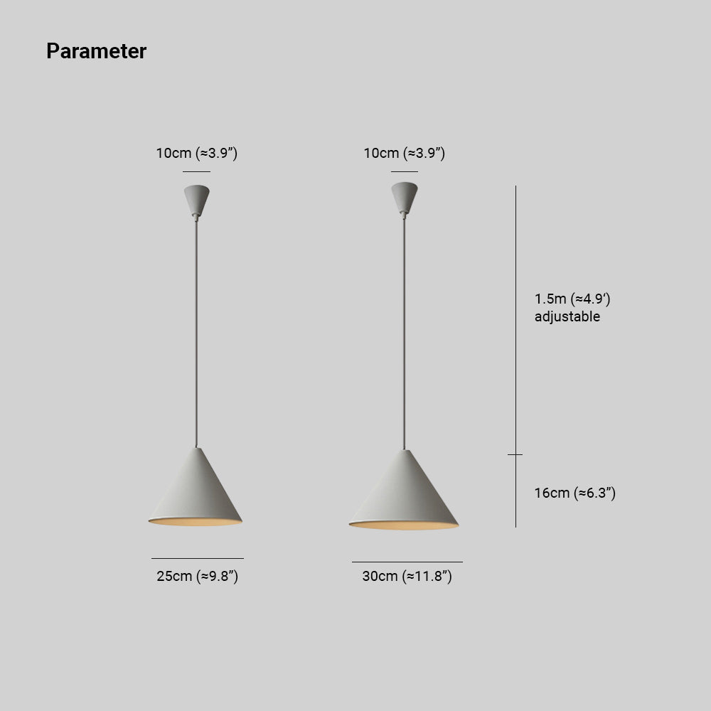 Arisha lampă suspendată gri din metal, minimalistă, conică