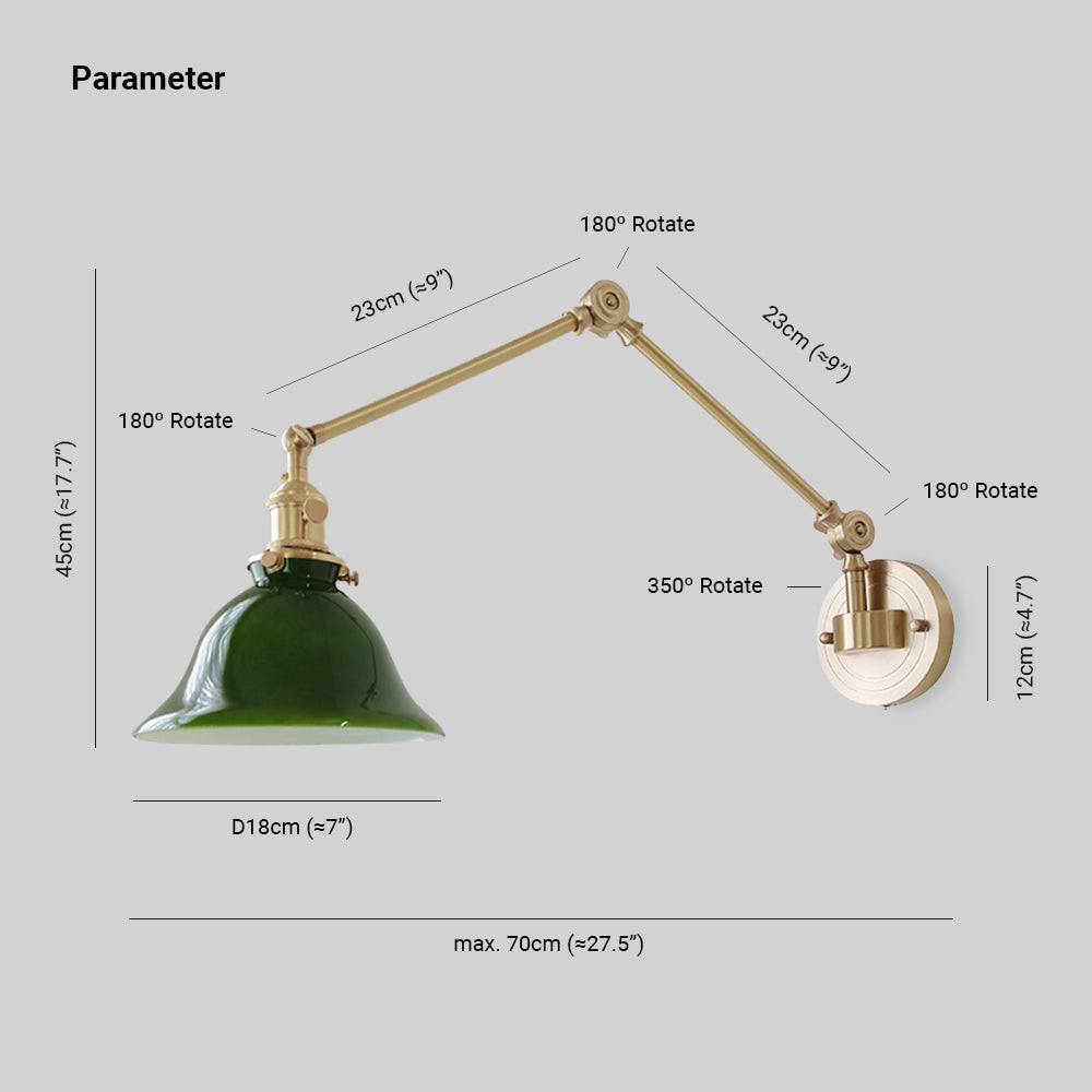 Tiffany Vintage Foldable aplică de perete, Verde/alb