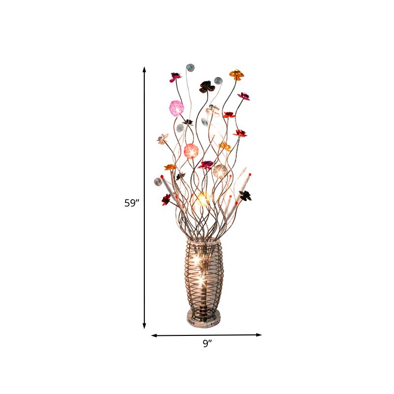 Bella Art Deco Vază florală argintie lampadar